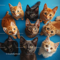 Adorable Playful Kittens on Blue Background