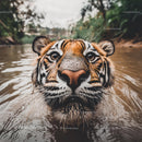 Majestic Tiger in Water Close-Up