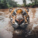 Majestic Tiger in Water Close-Up