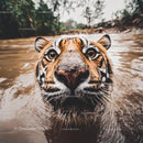 Close-Up of a Tiger in Muddy Water