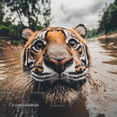Close-Up of a Tiger in a Jungle River