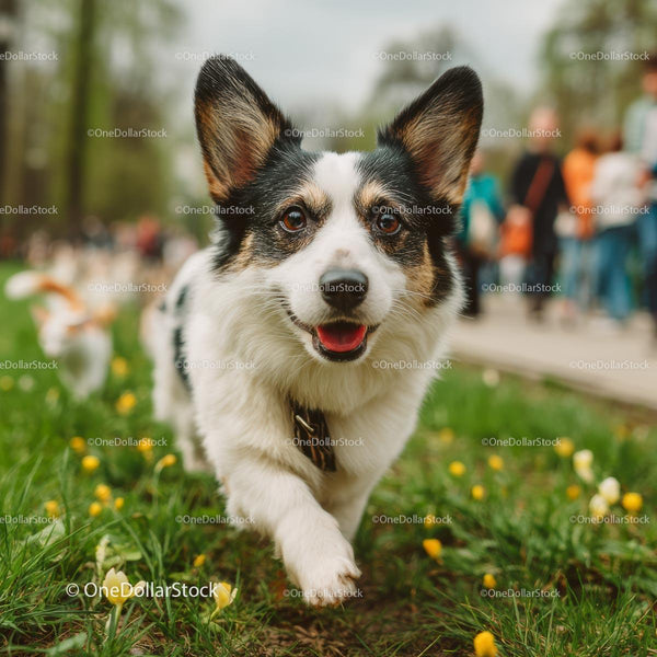 Happy Corgi Enjoying a Stroll in the Park