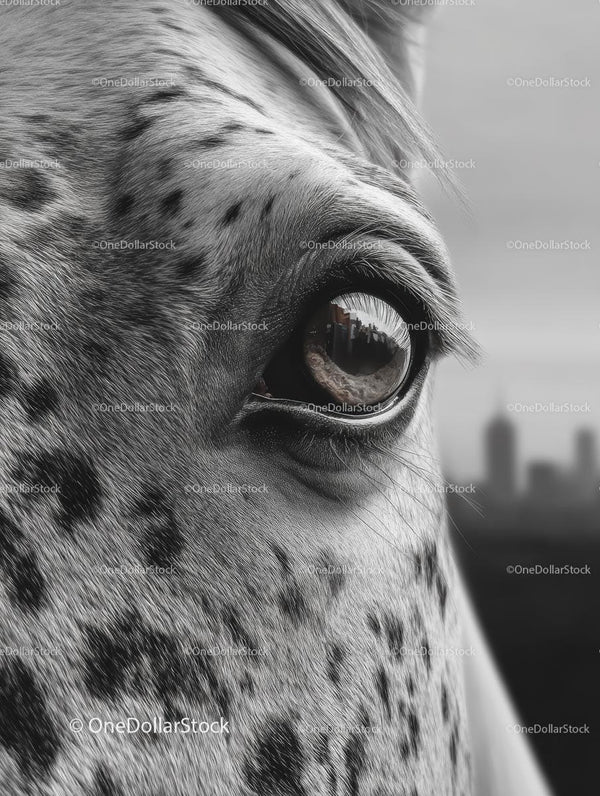 Close-Up of a Horse's Eye with Monochrome Detail