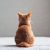Ginger Cat Sitting Peacefully on a Soft Carpet