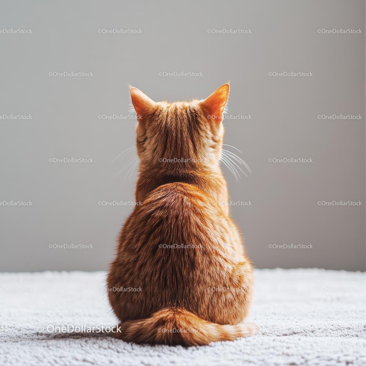 Ginger Cat Sitting Calmly in a Cozy Home Setting