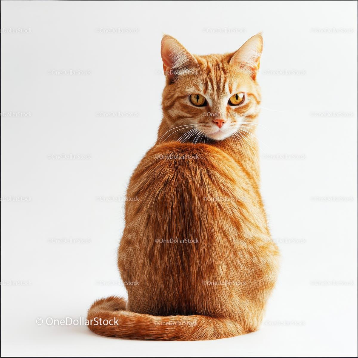 Ginger Cat with Amber Eyes Sitting Gracefully