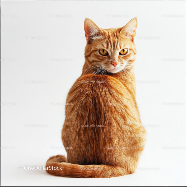 Ginger Cat with Amber Eyes Sitting Gracefully