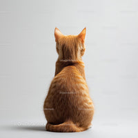 Ginger Tabby Cat Sitting Calmly in Minimalist Setting
