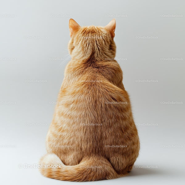 Ginger Cat Sitting Calmly with Fluffy Fur