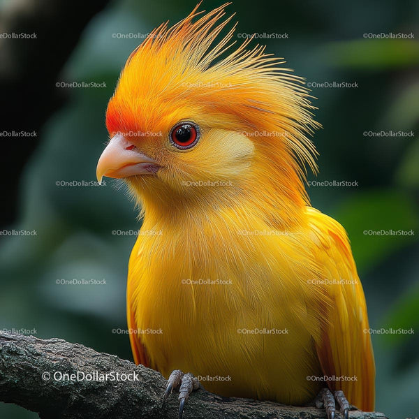 Vibrant Bird with Striking Orange Plumage in Jungle