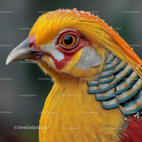 Close-Up Portrait of a Vibrant Golden Pheasant