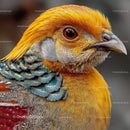 Close-Up of a Vibrant Golden Pheasant with Stunning Plumage