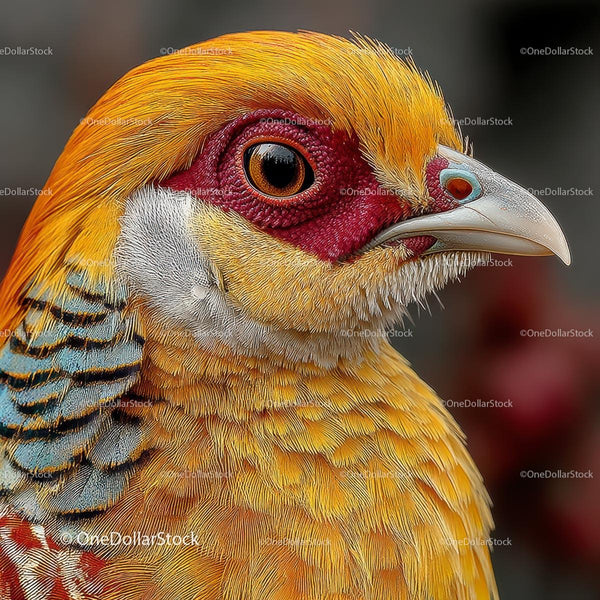 Golden Pheasant with Vibrant Plumage in Close-Up