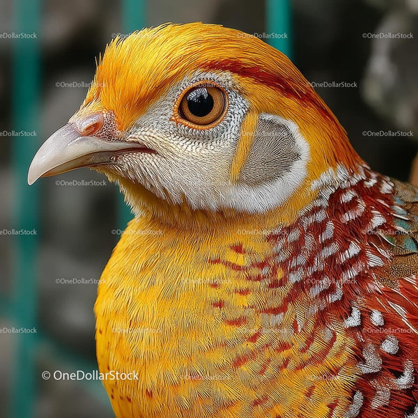 Close-Up Portrait of a Vibrant Golden Pheasant