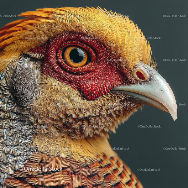 Golden Pheasant with Vibrant Feathers Close-Up