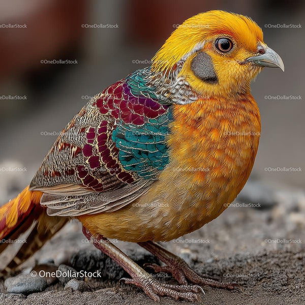 Vibrantly Colored Exotic Bird in Detailed Close-Up
