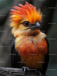 Vibrant Orange-Crested Bird in Natural Habitat