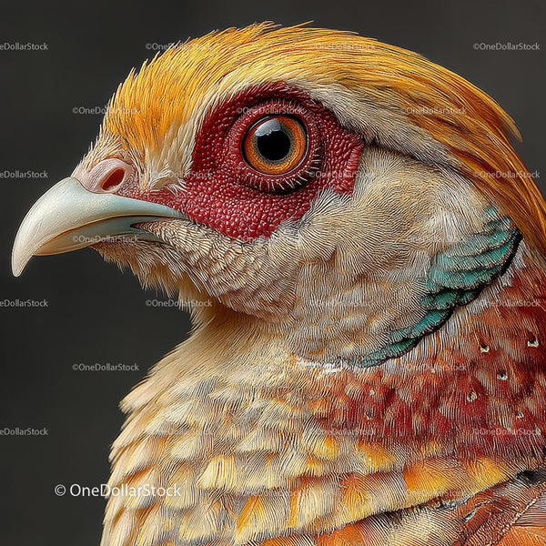 Close-Up of a Colorful Pheasant with Vibrant Plumage