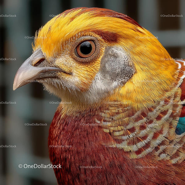 Golden Pheasant with Vibrant Plumage in Close-Up