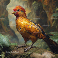 Golden Pheasant Perched in Lush Jungle Environment
