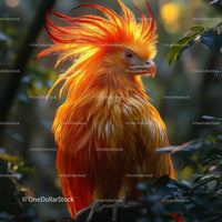 Majestic Bird with Vibrant Orange Plumage in Lush Jungle