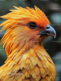 Close-Up of a Vibrant Orange Bird with Striking Plumage