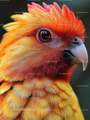 Close-up Portrait of a Vibrant Parrot with Orange Plumage