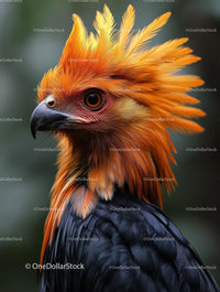 Close-Up of Bird with Vibrant Orange Crest