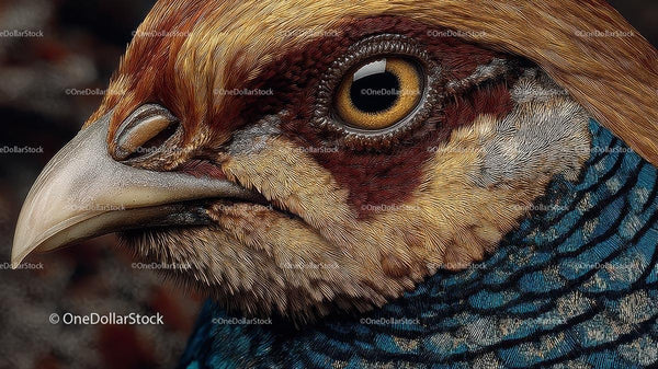Close-Up Portrait of a Colorful Pheasant's Head
