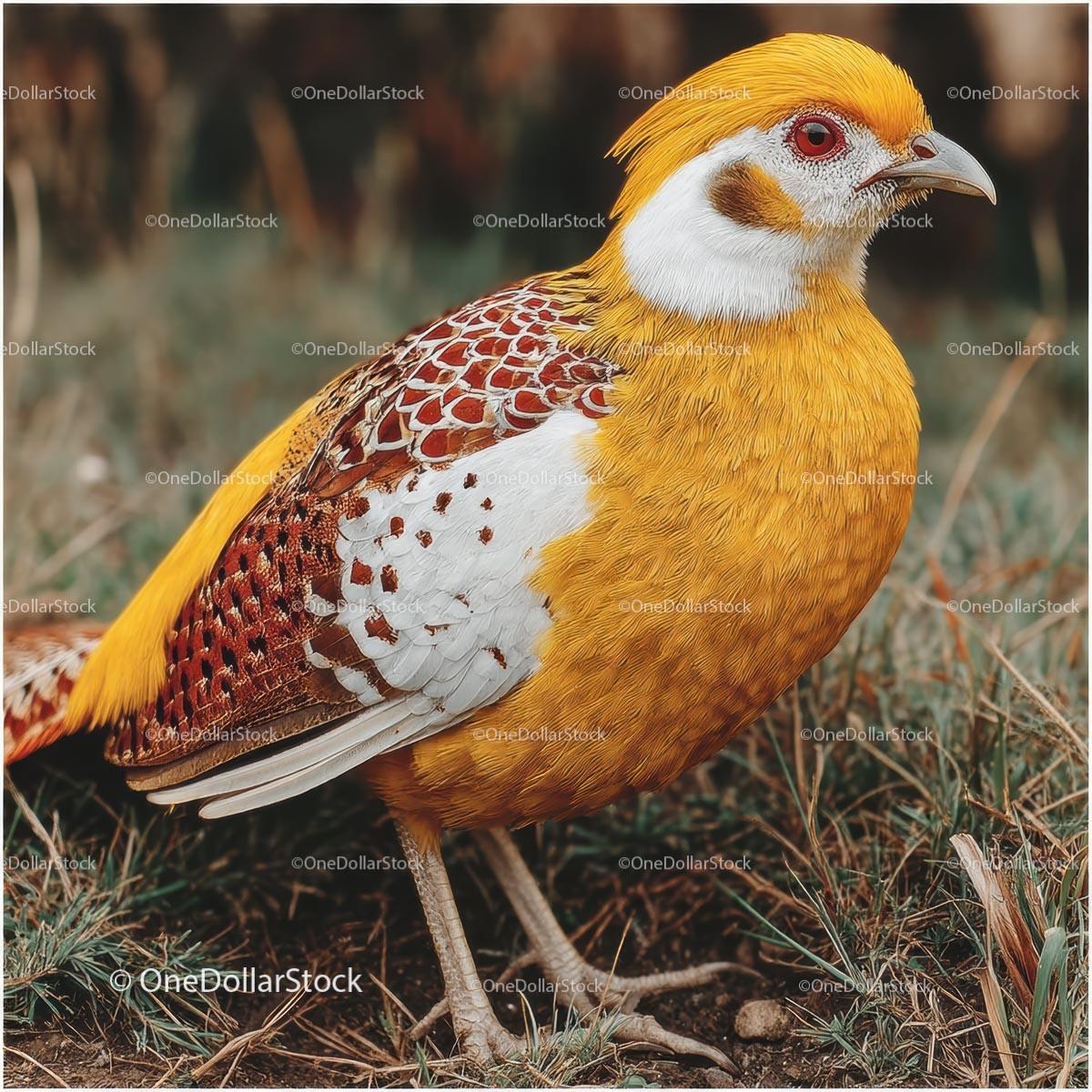 Golden Pheasant Standing in Natural Habitat