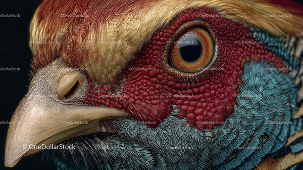 Close-Up Portrait of a Vibrant Pheasant's Eye and Feathers