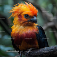 Vibrant Bird with Bright Orange Plumage in Natural Habitat