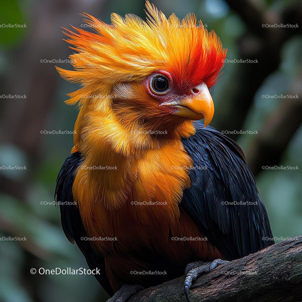Vibrant Tropical Bird with Striking Orange Plumage
