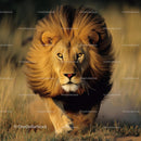Majestic Lion with Golden Mane Running in African Savanna