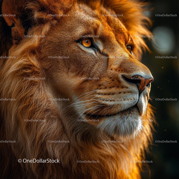 Majestic Lion with Golden Mane in Close-up Portrait