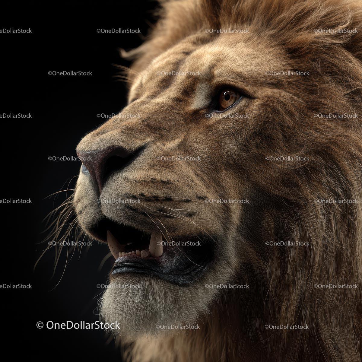 Majestic Lion with Regal Mane in a Close-Up Portrait