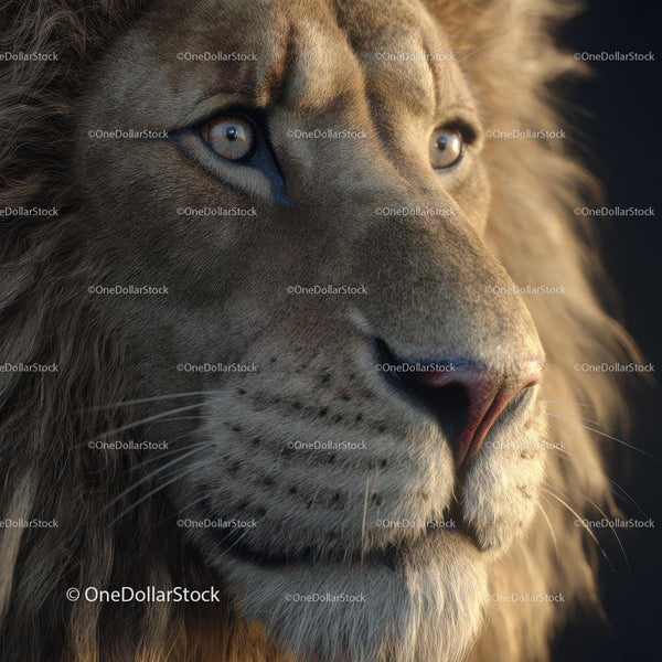 Majestic Lion Close-Up with Regal Mane