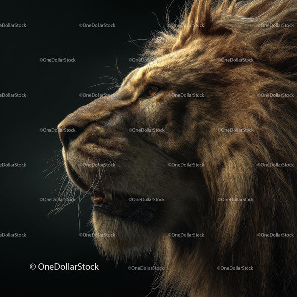 Majestic Lion in Dramatic Profile