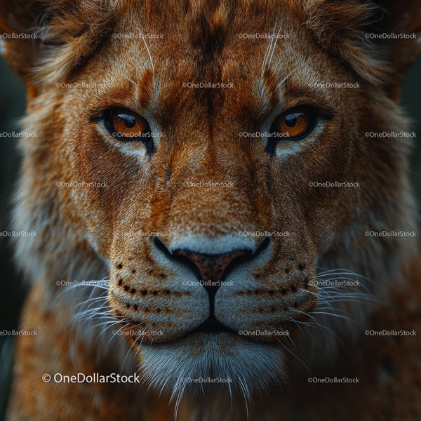 Majestic Lion Close-Up with Intense Gaze in the Wild