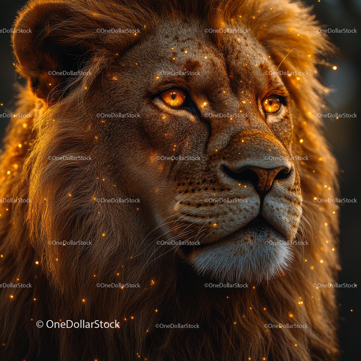 Majestic Lion with Golden Mane in Dramatic Lighting