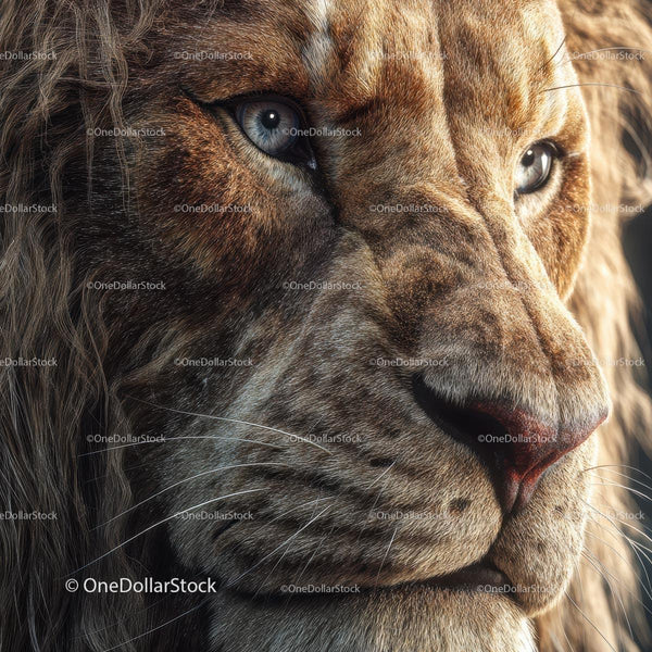 Close-Up of a Majestic Lion with Intense Gaze