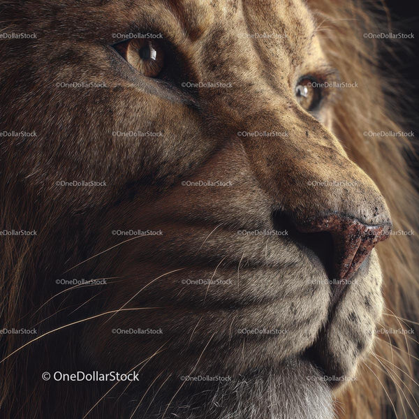 Close-Up of Majestic Lion with Focused Expression