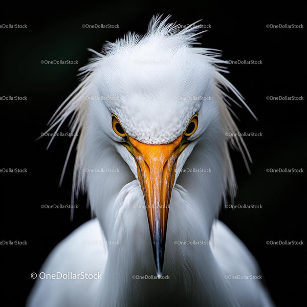 Striking Portrait of a Great Egret with Intense Gaze