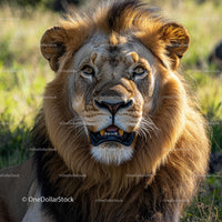 Majestic Lion Roaring in the African Grasslands