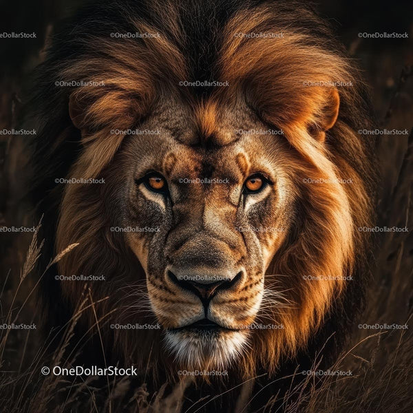 Majestic Lion with Intense Gaze in Natural Habitat