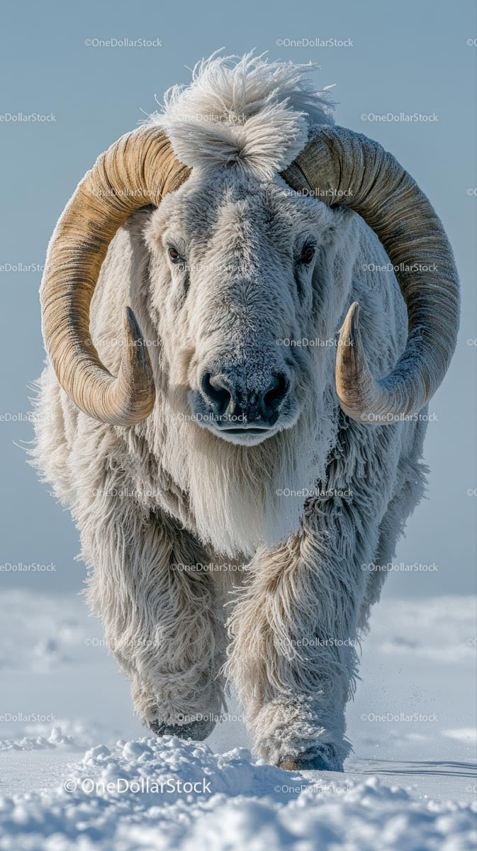 Majestic Musk Ox in Snowy Arctic Setting