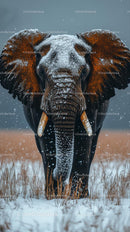 Elephant in Snowy Wilderness Capturing Majestic Beauty