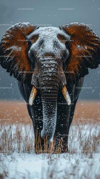 Elephant in Snowy Wilderness Capturing Majestic Beauty