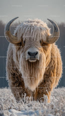 Frosty Bison in a Snowy Winter Landscape