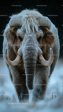 Woolly Mammoth in a Frosty Landscape